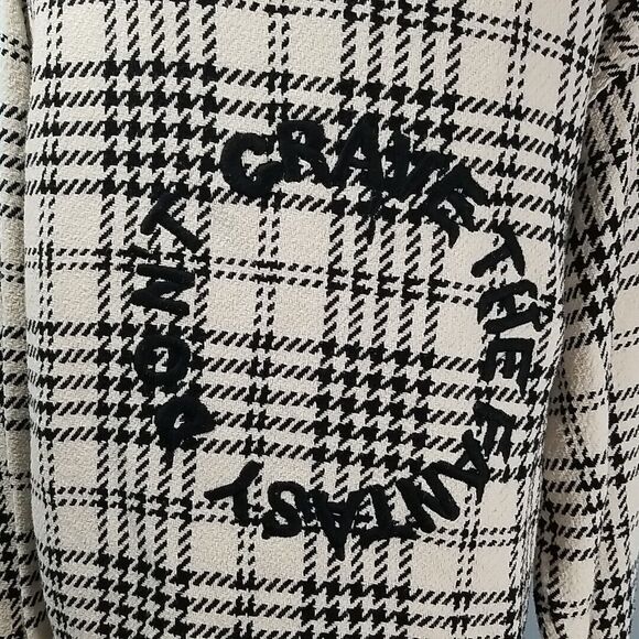Zara Men Herringbone Plaid Hooded Jacket Large X Large Don't Crave the Fantasy - Picture 8 of 12